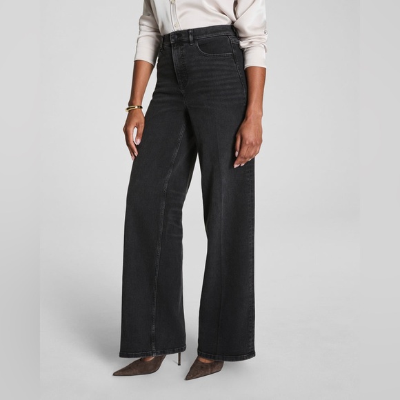 SPANX Women's Wide Legged Jeans In Charcoal - Picture 2 of 6